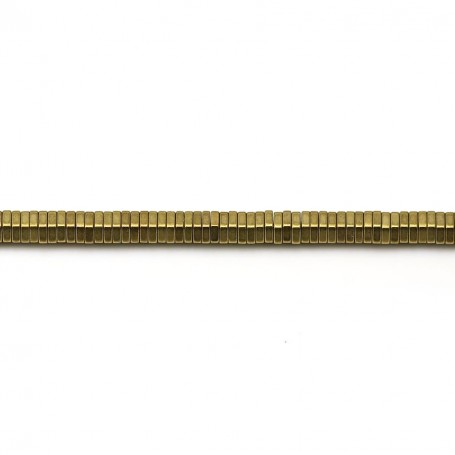 Hématite doré, en forme d'écrou de taille 4x1mm x 40cm