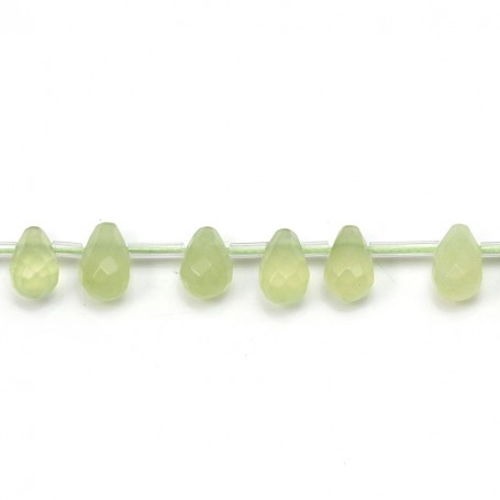 Jade jadeite, in the shape of a faceted drop, 6 * 9mm x 4pcs