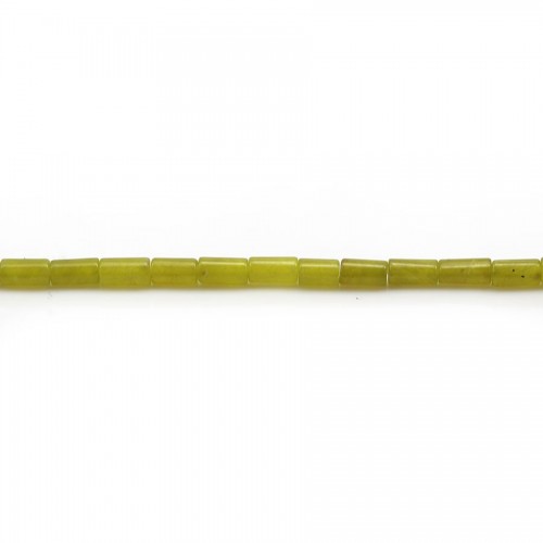 Jade verde amarillo coreano, forma de tubo, 2 * 4mm x 40cm