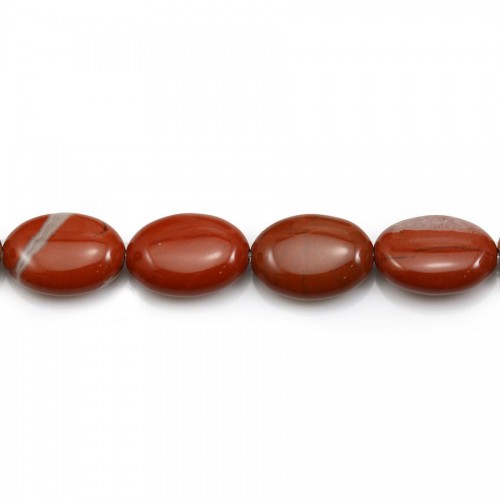 Jasper of red color, in oval shape, 10 * 14mm x 40cm
