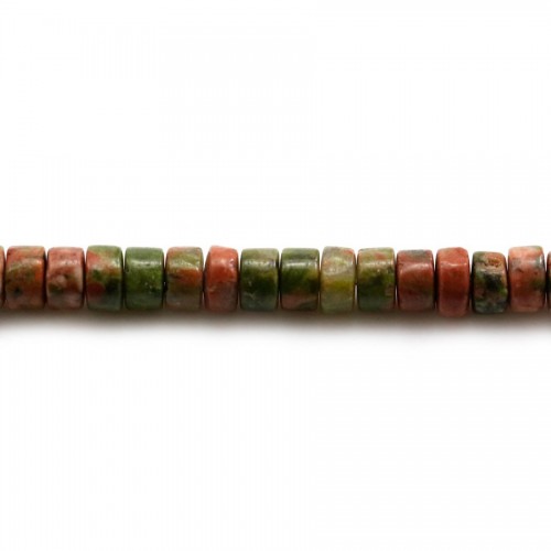 Unakite jasper, in the shape of a roundel Heishi, 2x4.5mm x 39cm