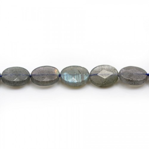 Labradorite grey, in the shape of a faceted ovale 8x10mm x 6 pcs