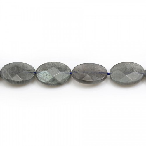 Labradorite gris de forme ovale facetté 13x18mm x 1pc