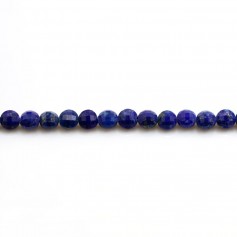 Lapis lazuli in round flat faceted shape 4mm x 8pcs