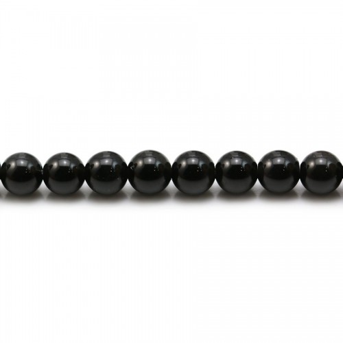 Obsidienne de couleur noire, de forme ronde, 6mm x 20pcs