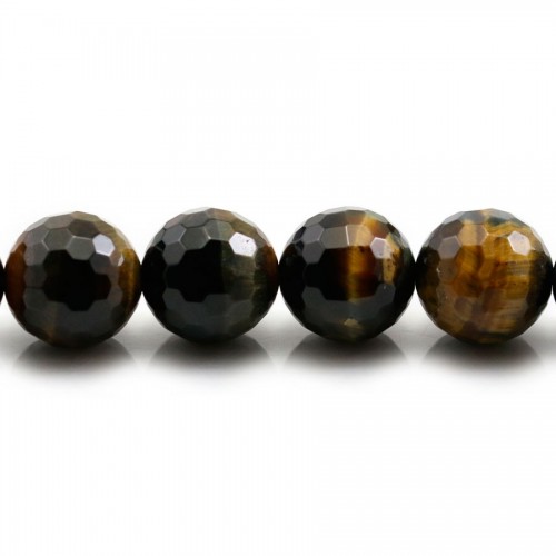 Falcon / tiger eye, in the shape of a faceted round 16mm x 39cm