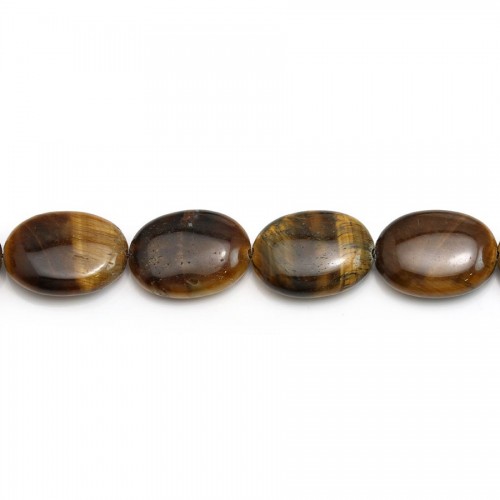 Tiger eye of oval shape, and yellow color, measuring 15 * 20mm x 40cm