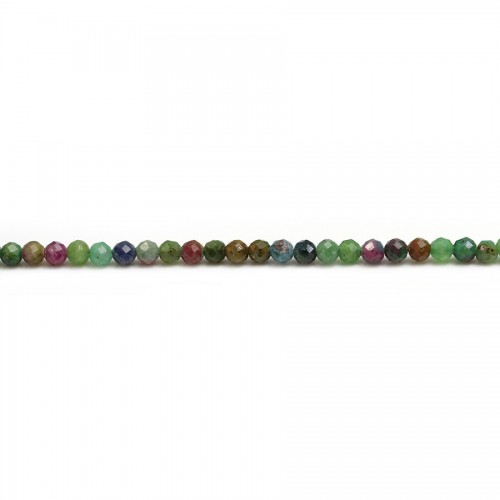 Ruby zoisite on Brazil, in round faceted shape, 2mm x 39cm