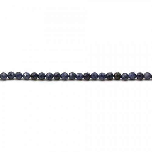 Blue sapphire, in round faceted shape, measuring 3mm x 40cm