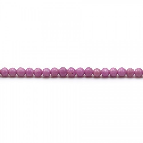 Kunzite de couleur violette, de forme ronde, 3mm x 38cm