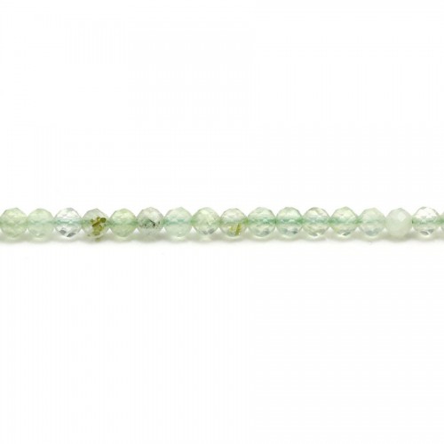 Green prehnite, round faceted shape, size 3mm x 39cm