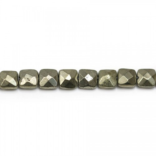 Pyrite, in the shape of flat faceted squared, 6mm x 8 pcs