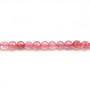 Quartz "strawberry", in round flat faceted shape, 4mm x 10pcs