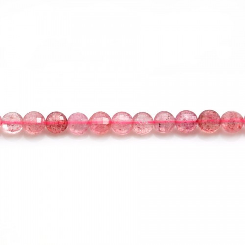 Quartz "strawberry", in round flat faceted shape, 4mm x 10pcs