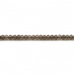 Rauchquarz in Form einer facettierten Rondelle, Größe 2x3mm x 39cm