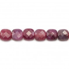 Red Ruby in faceted square shape 8mm x 2pcs