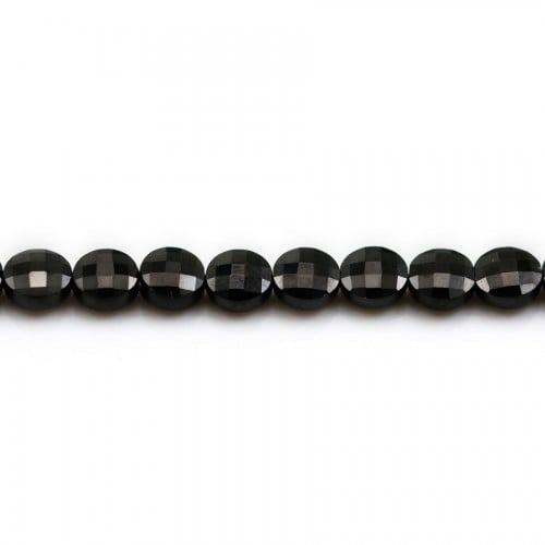 Spinelle noir, de forme ronde plate facetté 6mm x 39cm