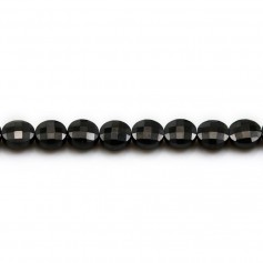 Espinela negra, redonda plana facetada 6mm x 39cm