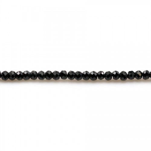 Spinell schwarz rund facettiert 1.7x2.5mm x 39cm