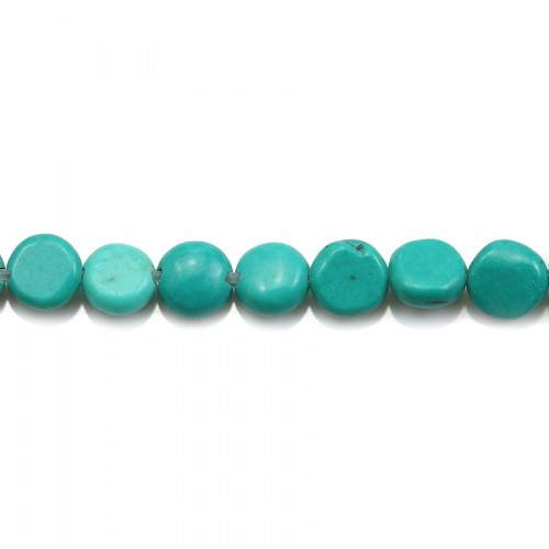 Reconstituted turquoise, in round flat shape, 5mm x 40 cm