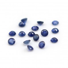 Blue sapphire, set, brilliant cut 3-4mm x 1pc