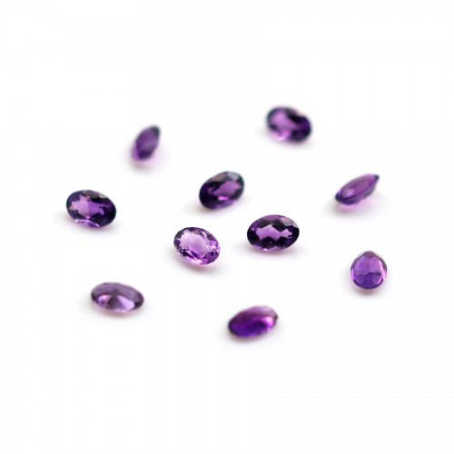 Amethyst for inlay ,4x6mm, in faceted oval shape x 1pc