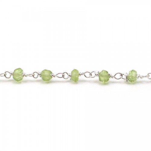 Silver chain with prehnite of 2x3mm x 20cm 