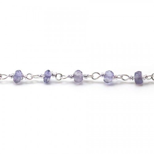 Silver Chain with Iolite of 3-4mm x 20cm 