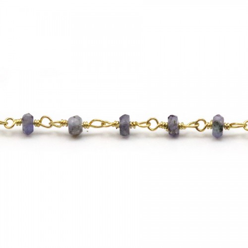 Gold Plated Silver Chain with Iolite of 3-4mm x 20cm 