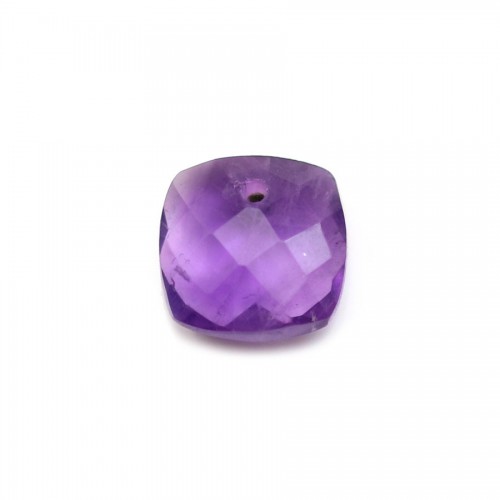 Amethyst squared pendant faceted 10mm x 1pc