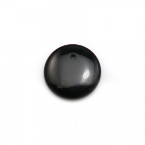 Pendentif d'agate noire, de forme ronde plate, 12mm x 4pcs