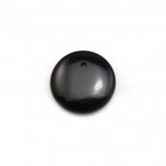Colgante de ágata negra, forma redonda plana, 12mm x 4pcs
