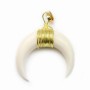 Pendant in bone, in horn shaped pendant with metal wire x 1pc