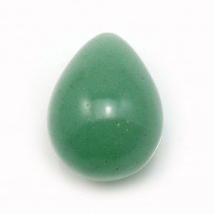 Pendant of green aventurine half drilled,in shape of a drop, 15 * 20mm x 1pc