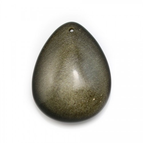 Pendant in gold obsidian, in the shape of a drop, 24 * 32mm x 1pc