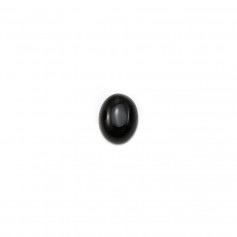 Black agate cabochon, oval 5x7mm x 4pcs