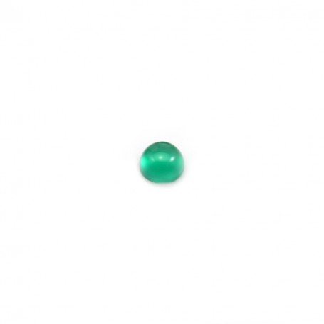 Cabochon of agate, in round shape, in green color, 3mm x 4pcs