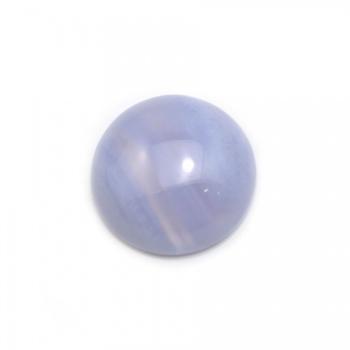 Blue chalcedony cabochon, in round shape, 14mm x 1pc