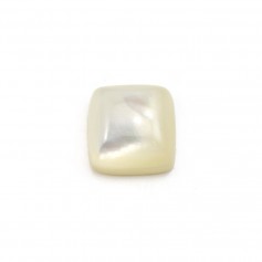 Cabochon of white mother-of-pearl, in the shape of square, 10mm x 1pc