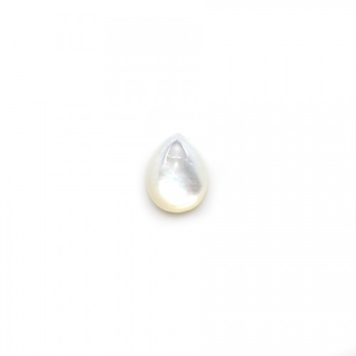 Oval cabochon 8x6mm White Mother-of-Pearl x 2pcs