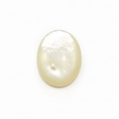 Cabochon white mother of pearl, in oval shaped, 12 * 16 mm x 1pc