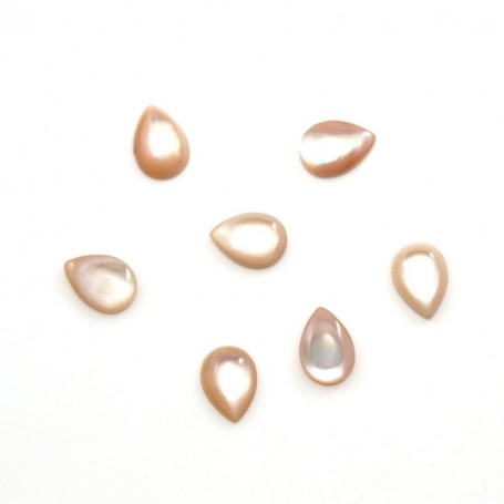 Oval cabochon 8x6mm White Mother-of-Pearl x 2pcs