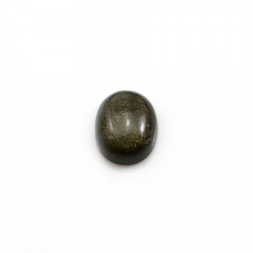 Obsidian oval-shaped cabochon, in size of 8x10mm x 1pc