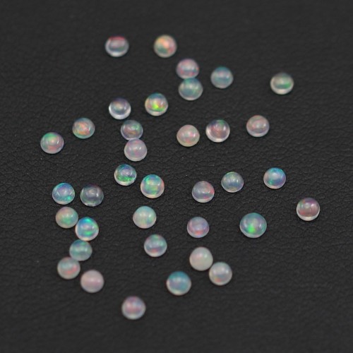 Ethiopian opal in cabochon, multicolored, in round shape, 2.6mm x 35pcs