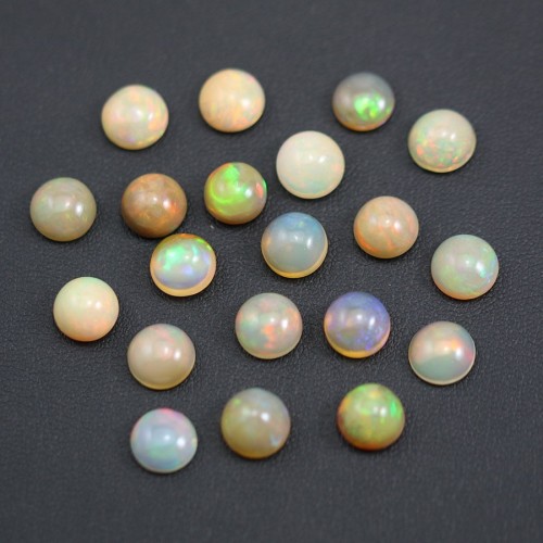 Äthiopischer Opal-Cabochon, mehrfarbig, rund, 8mm x 1Stk