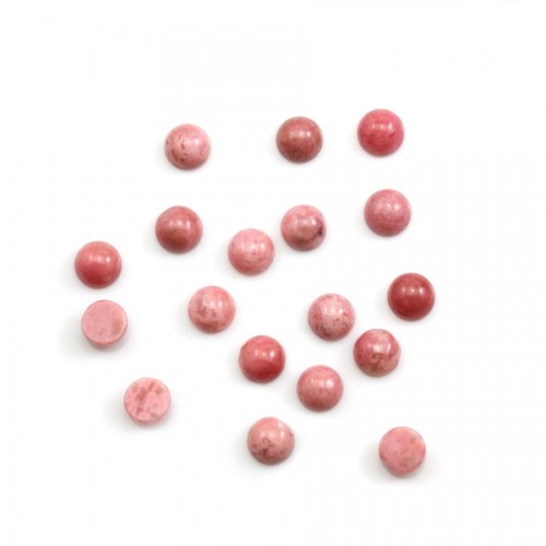 Pink rhodochrosite cabochon, in round shape, in size of 6mm x 5 pcs