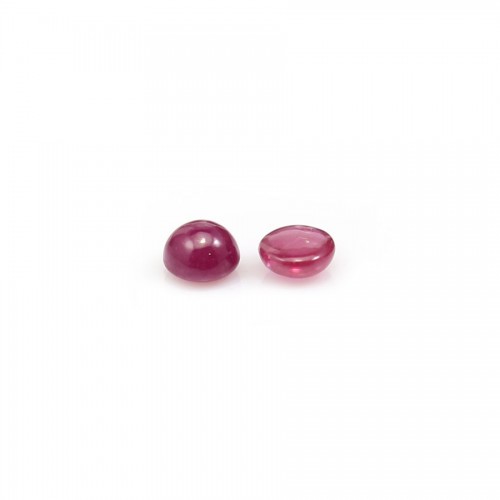 Cabochon de rubis "framboise", de forme ronde x 1pc