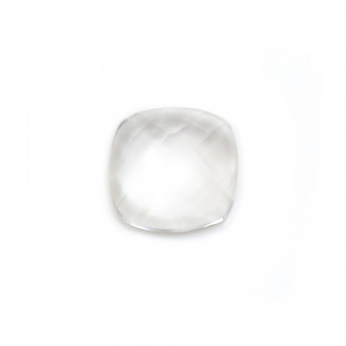Cabochon cristal de roche carre facette 10mm x 1pc