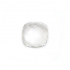 Cabochon faceted rock crystal 10mm x 1pc