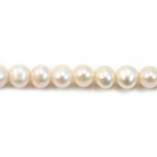 Perle coltivate d'acqua dolce, bianche, rotonde, 7-8 mm x 1 pz